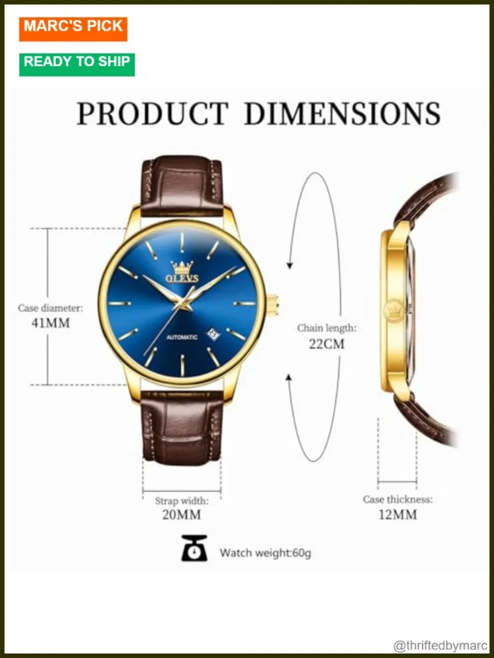 Men's Automatic Mechanical Dress Watch Brown Leather Strap Waterproof Business